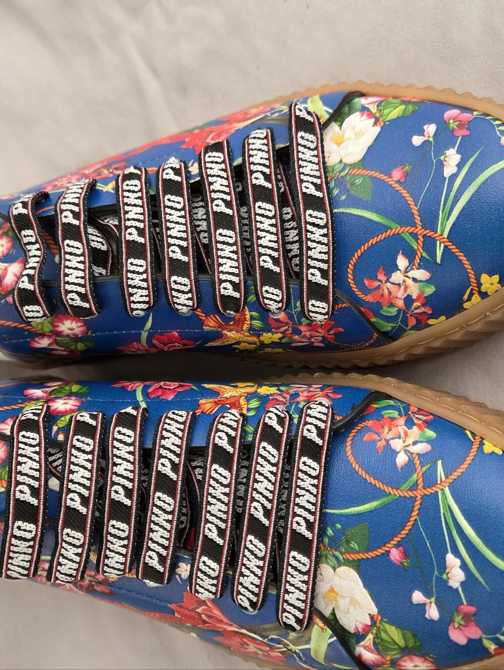 PINKO Blue Floral Lace-Up Women’s Sneaker